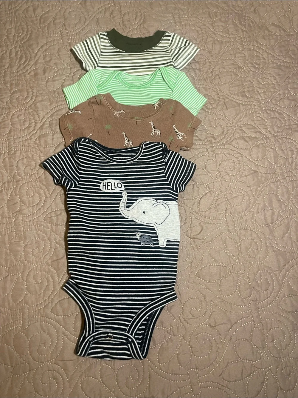 #88 Garanimals Gerber The Childrens Place 0-3M Cotton Safari Bodysuits 9 pc Lot